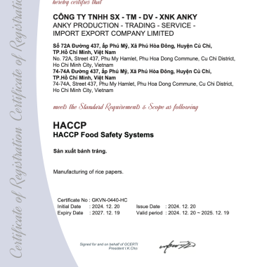 CHỨNG NHẬN QUỐC TẾ HACCP 